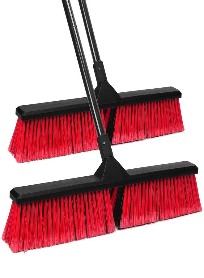 TrueYee 2PK 24" Push Broom Outdoor with 63" Long Handle and Stiff Bristles, Heavy Duty Outdoor Broom Brush for Workshop, Garage, Concrete, Patio and Deck Floor Sweeping - Image 1